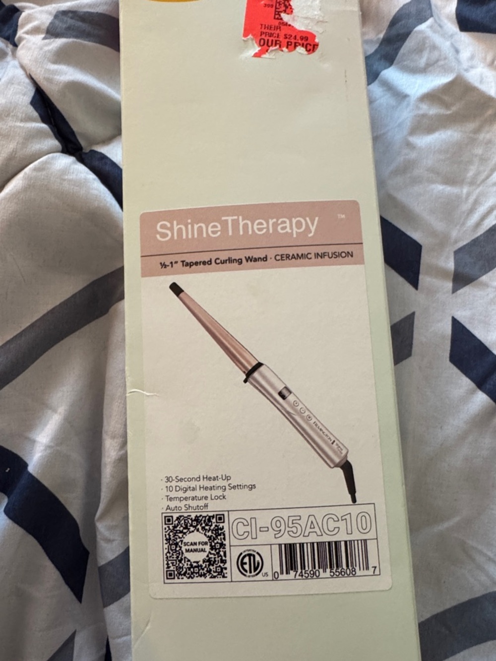 Remington ShineTherapy Tapered Curling Wand in Rose Gold and Black